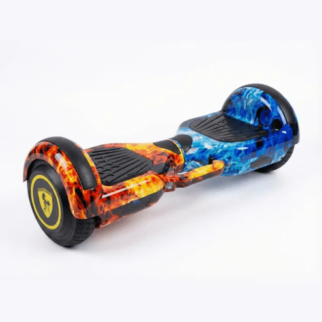 Ice and Fire Hoverboard with 6.5-inch wheels and self-balancing technology.
